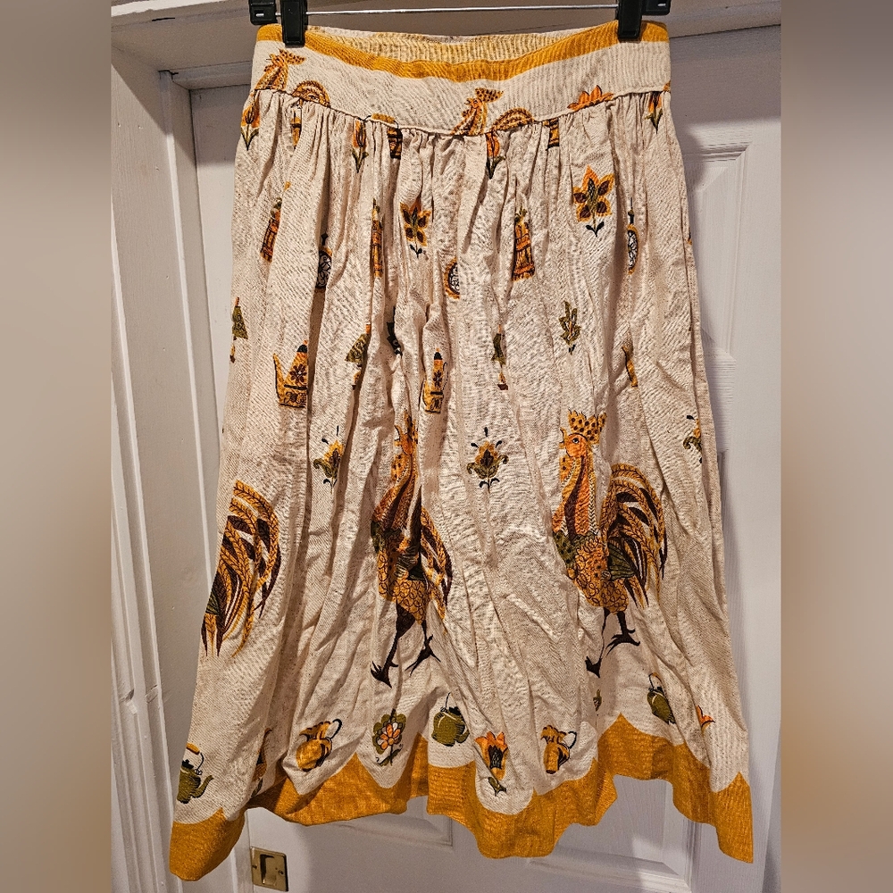 True Vintage Retro Novelty Print Skirt with Rooster Design Size Small